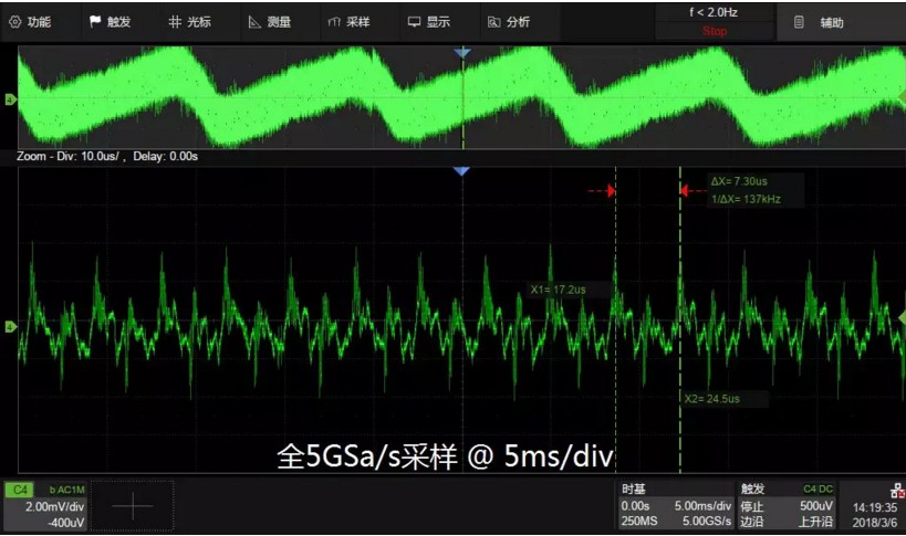 单通道存储深度达250Mpts